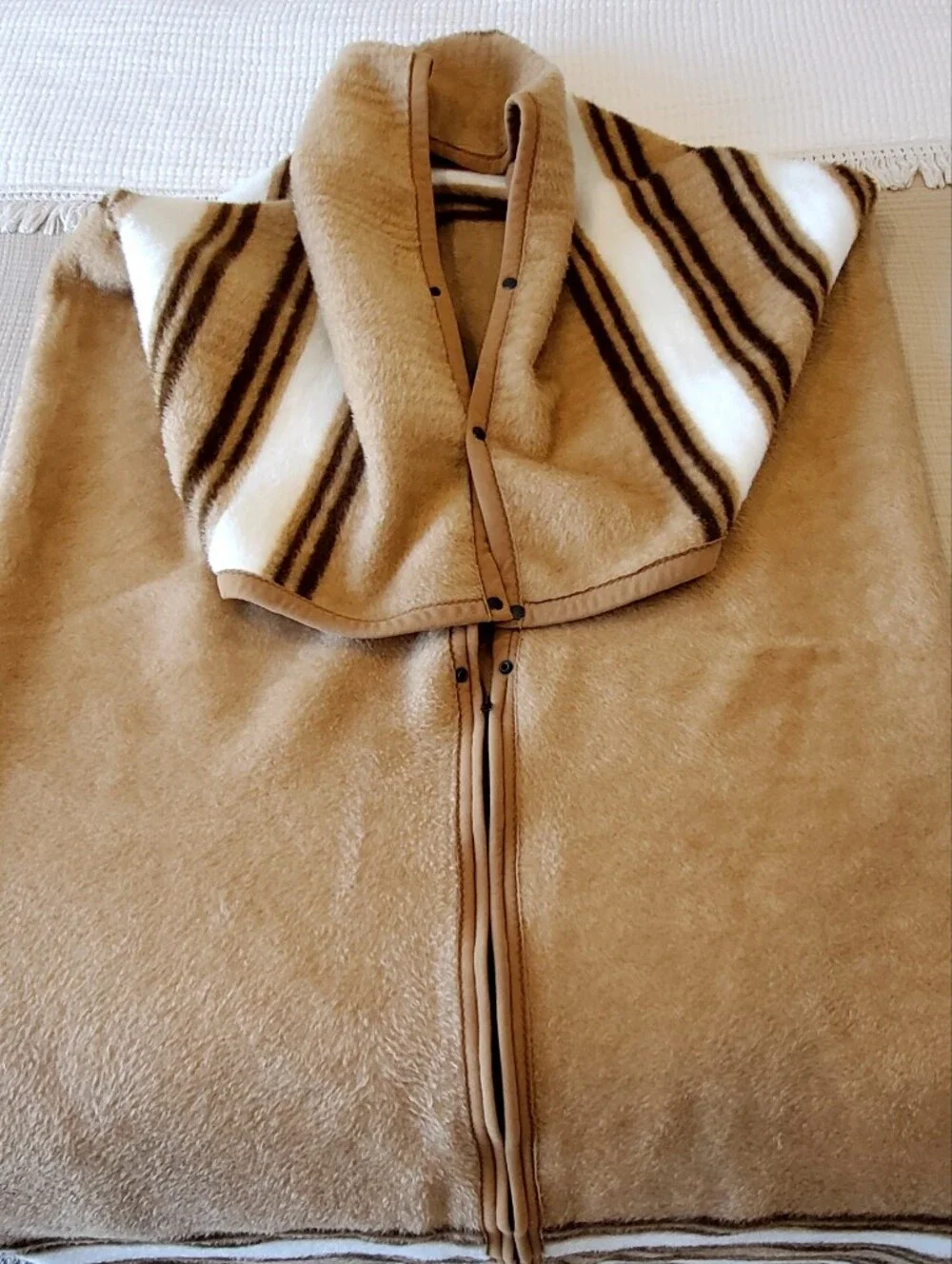 Vtg Biederlack West Germany Cuddle Wrap Sleeping Bag Blanket Brown/Tan EUC